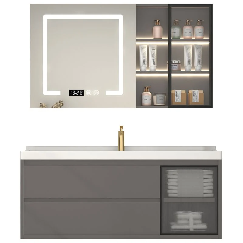 Tocador rectangular individual de cerámica moderno con lavabo gris para montaje en pared Clearhalo