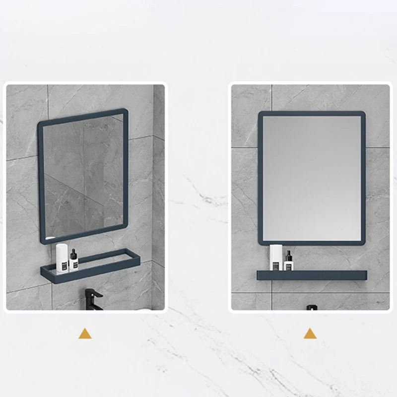 Tocador rectangular para lavabo individual, espejo azul montado en la pared, marco de metal, tocador de baño Clearhalo