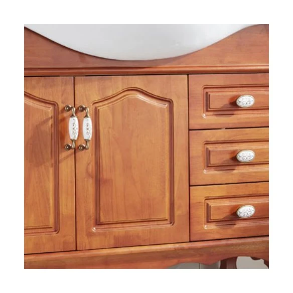 Tocador tradicional independiente para lavabo de baño, tocador de madera con espejo Blanco Clearhalo