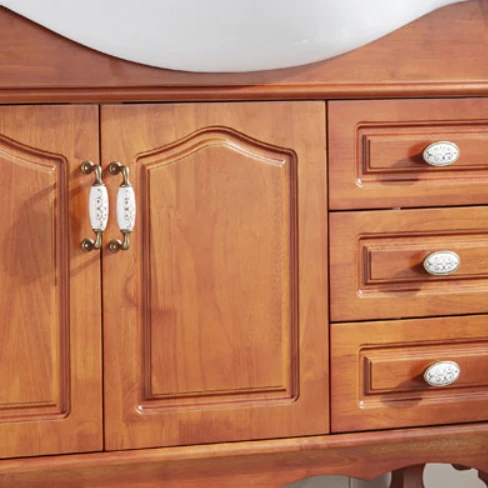 Tocador tradicional independiente para lavabo de baño, tocador de madera con espejo Blanco Clearhalo