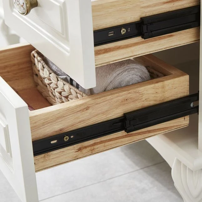 Tocador tradicional independiente para lavabo de baño, tocador de madera con espejo Blanco Clearhalo