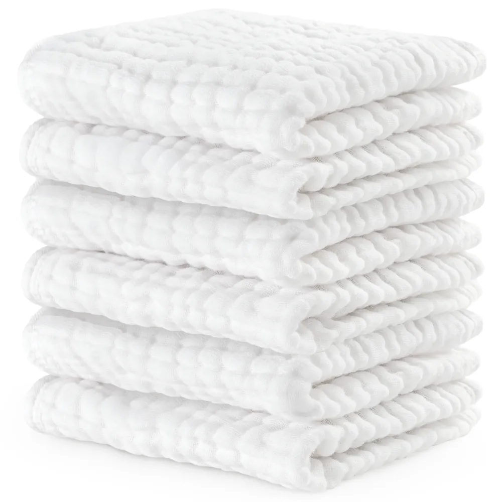 COMFY CUBS BEBE NIÑ TOALLITAS MUSLIN WHITE 6PK