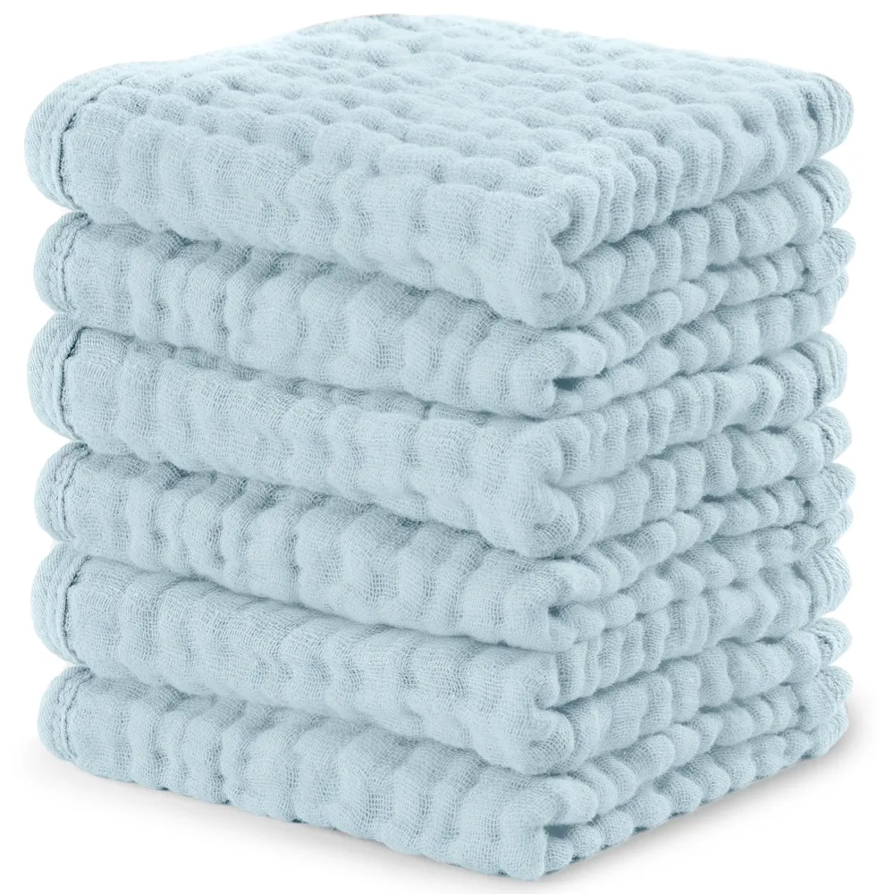 COMFY CUBS BEBE NIÑO TOALLITAS MUSLIN SKY BLUE 6PK