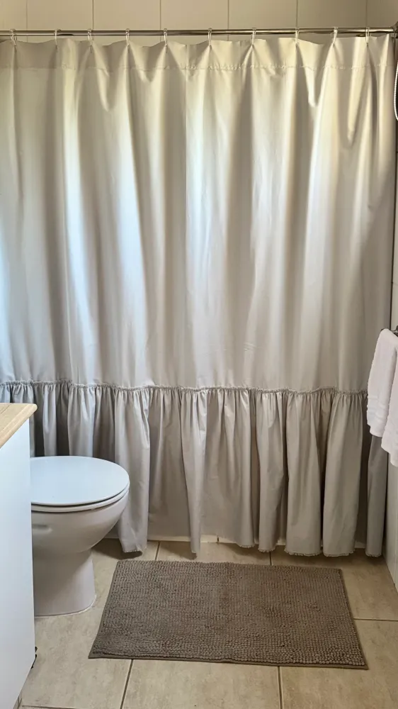 CORTINA DE BAÑO ALGODÓN VUELOS GRIS PERLA Complementa Diseño