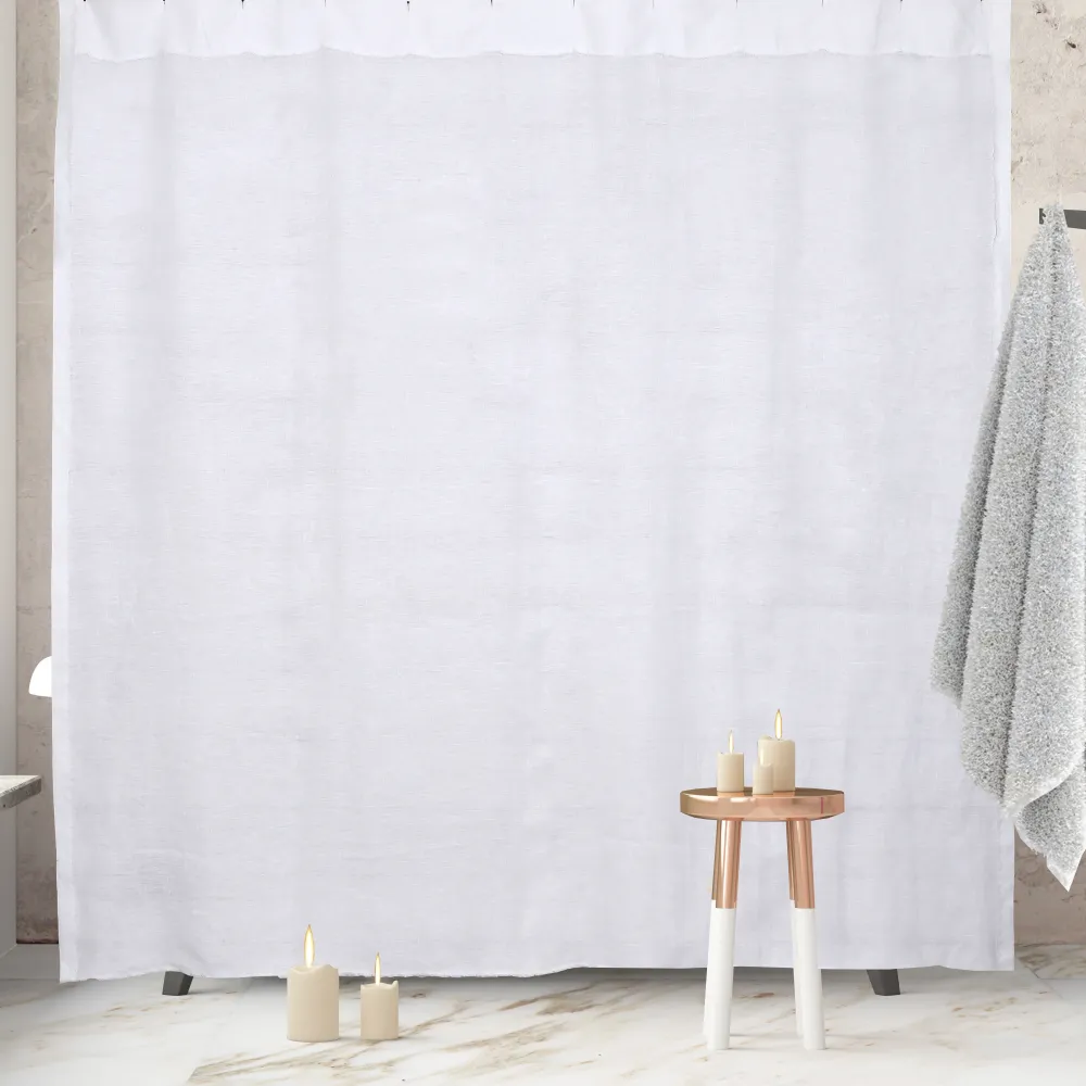 CORTINA DE BAÑO LINO DESFLECADO BLANCA Complementa Diseno