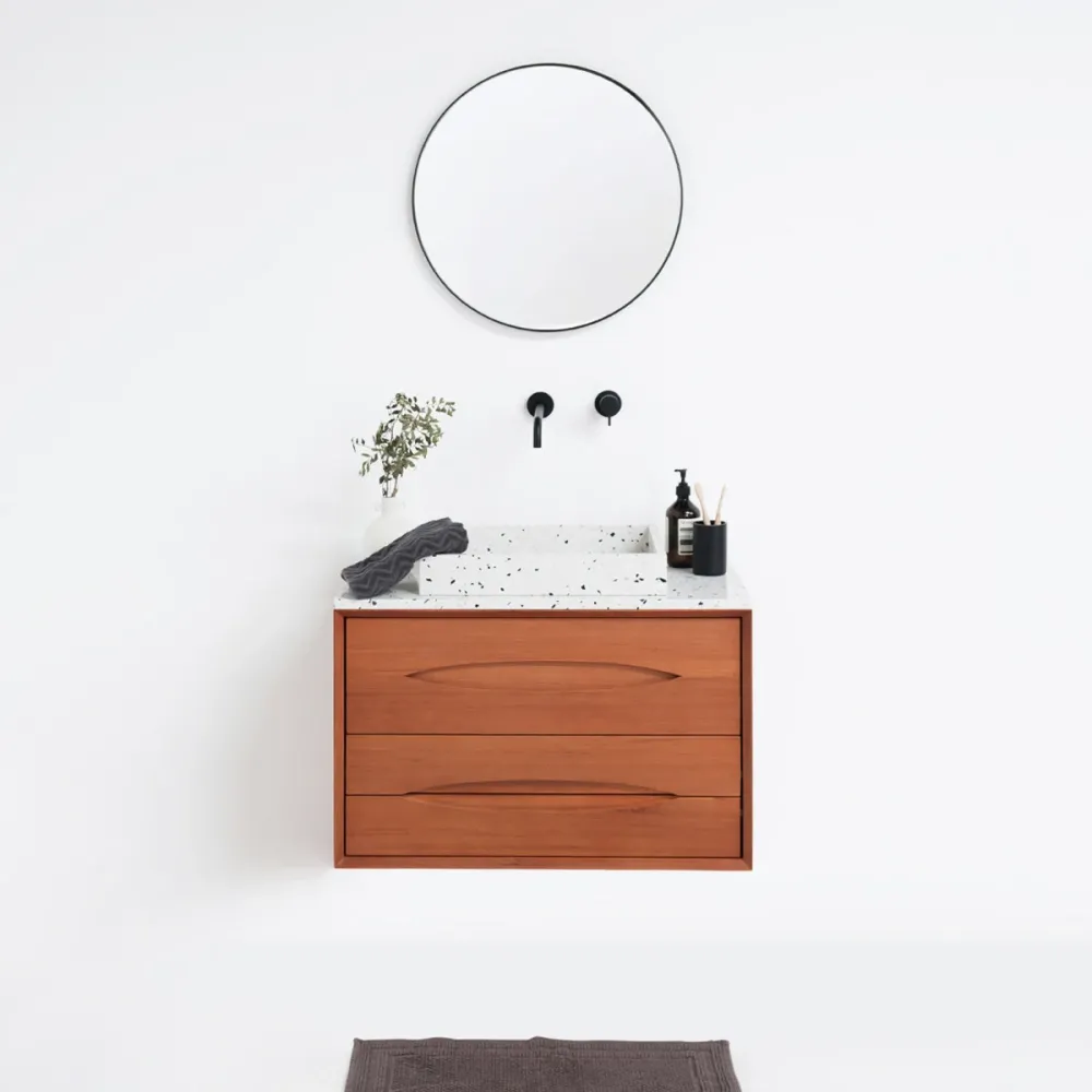 Conjunto de baño Bill Teca - 80 cm - Terrazo Blanco