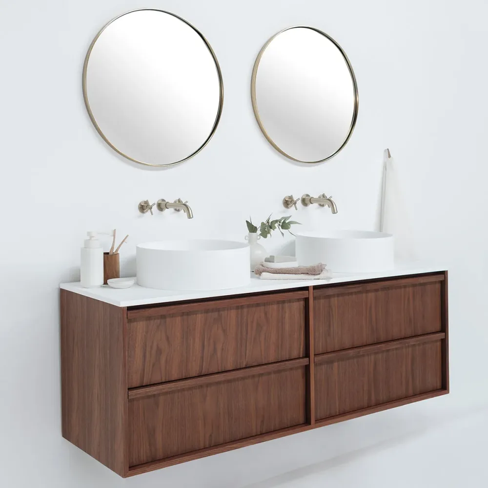 Conjunto de baño Fien 150 nogal - Sims Solid Surface
