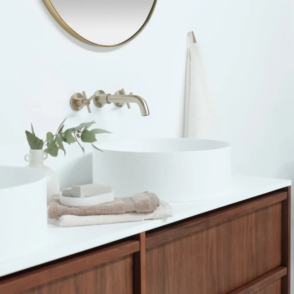Conjunto de baño Fien 150 nogal - Sims Solid Surface