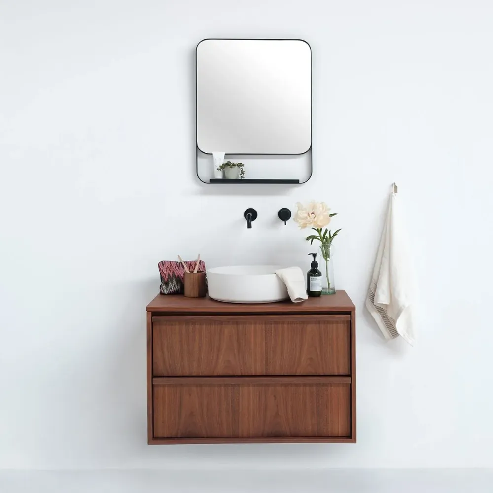 Conjunto de baño Fien Nogal - Lille Cemento blanco - 80 cm