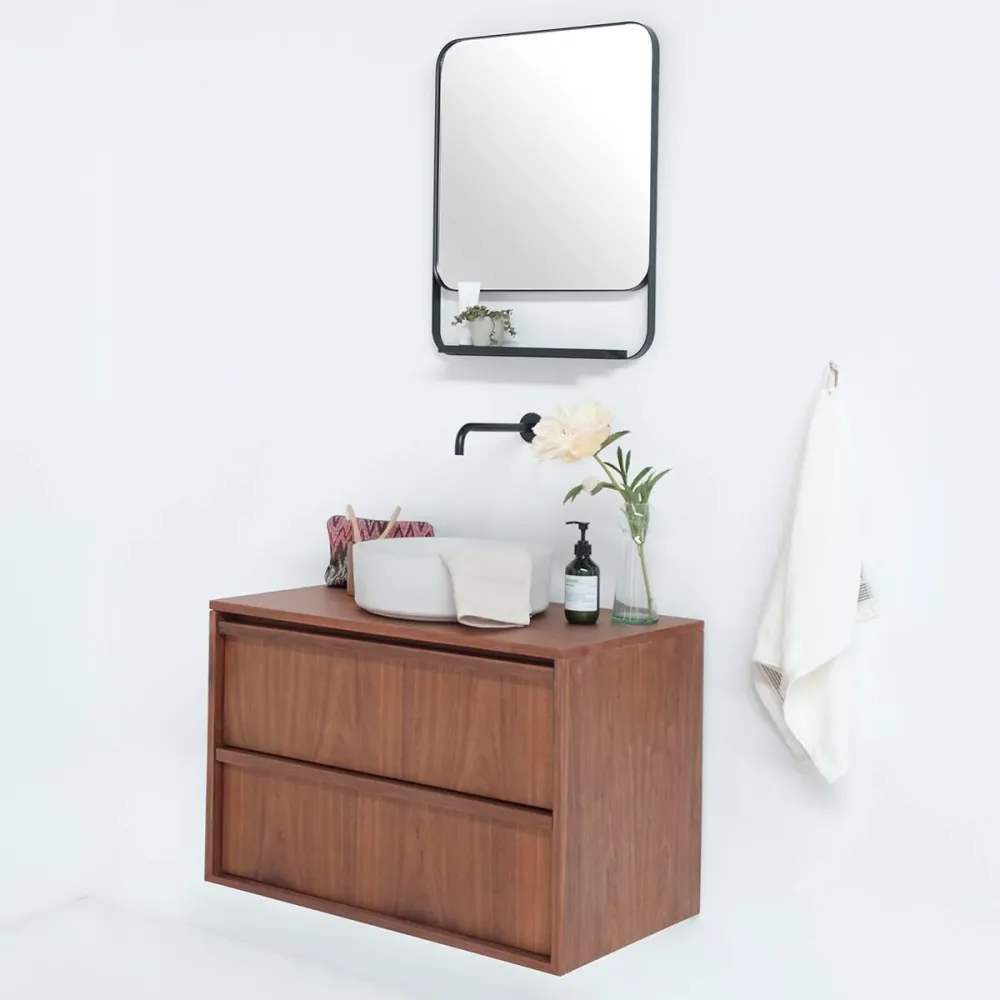 Conjunto de baño Fien Nogal - Lille Cemento blanco - 80 cm
