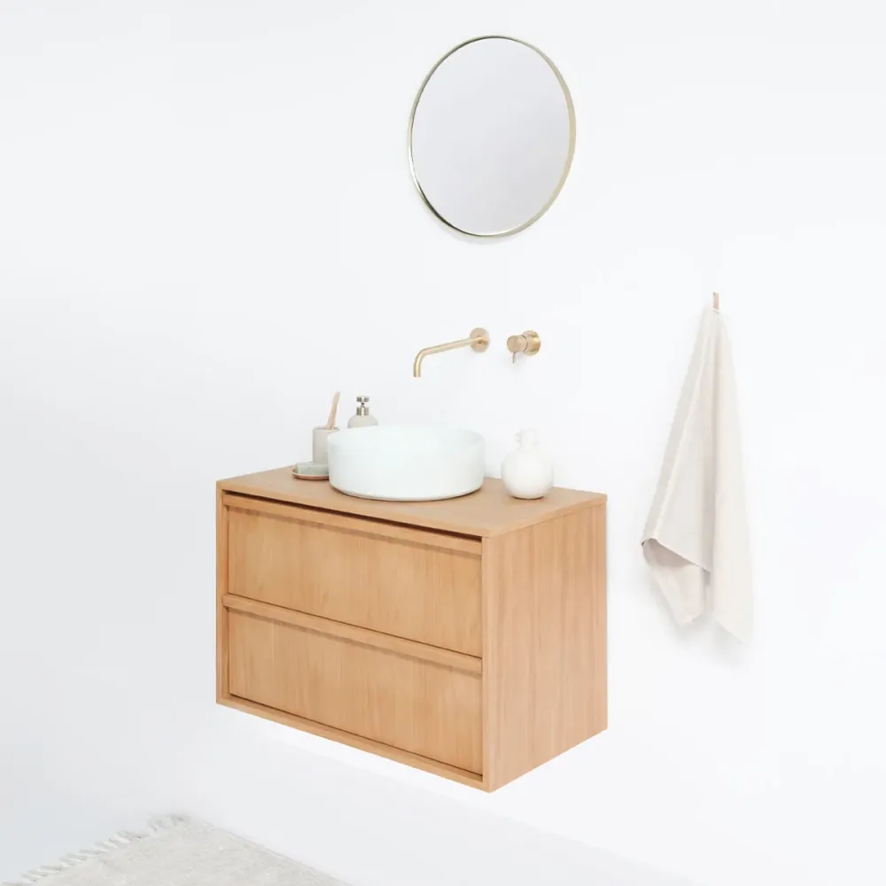 Conjunto de baño Fien Roble - Lille verde cemento - 80 cm