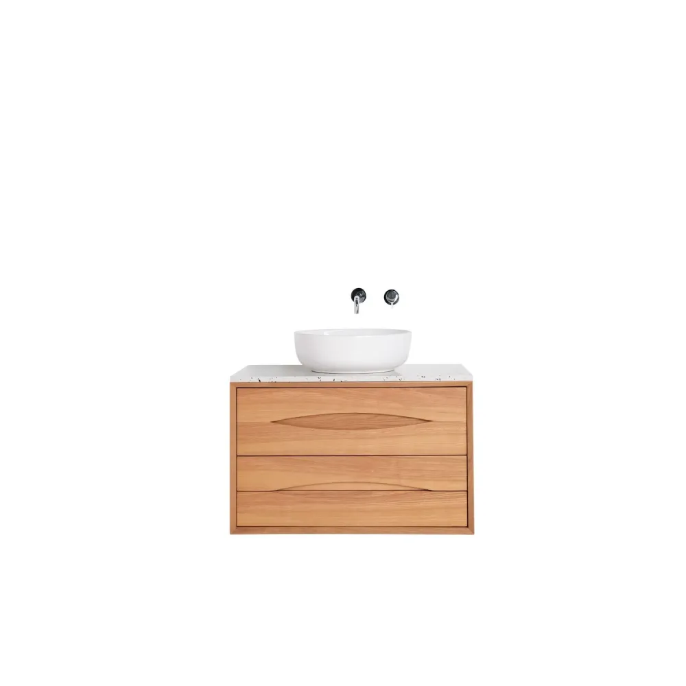 Conjunto de muebles de baño escandinavo Bill Oak - Alexis II - Aspecto terrazo - 80 cm