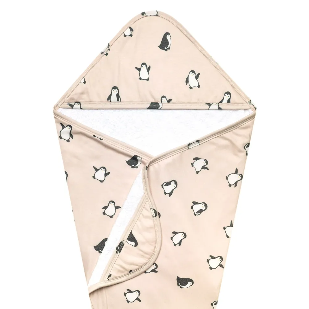 COPPER PEARL BEBE NIÑO TOALLA CON CAPUCHA PREMIUM PENGUINS