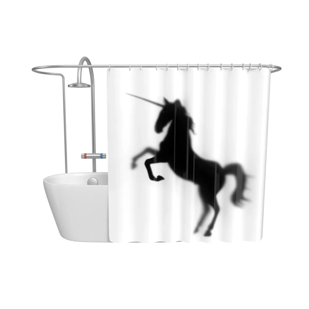 Cortina de ducha con silueta de unicornio