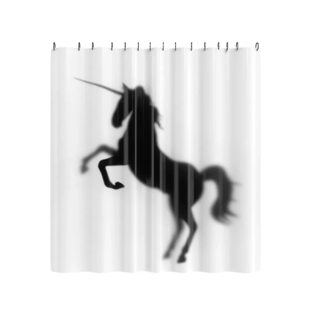 Cortina de ducha con silueta de unicornio