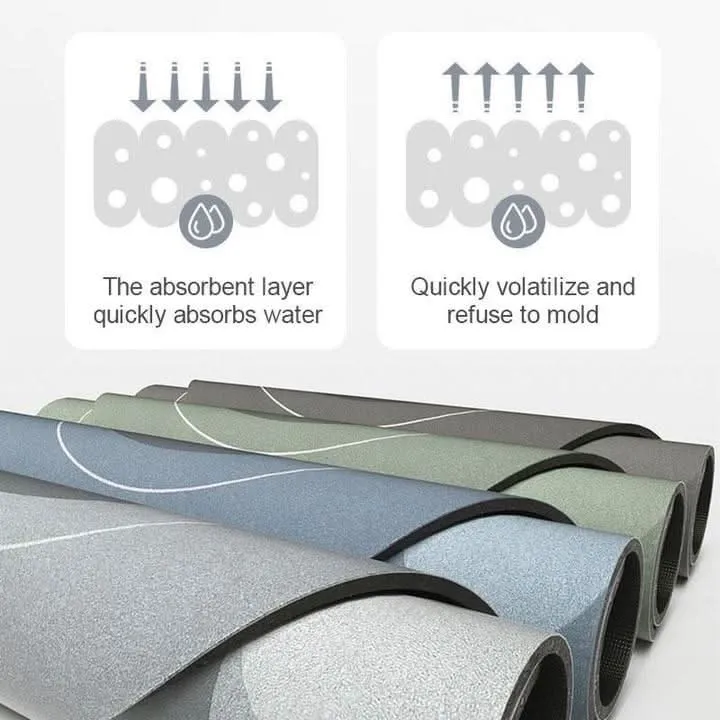 AquaComfort Alfombrilla de baño – Alfombrilla de microfibra de secado rápido para comodidad y estilo Azul Cozey Maison