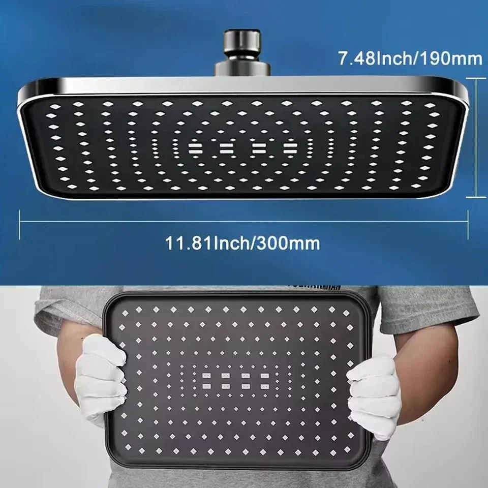 AQUAPULSE – Cabezal de ducha de lluvia ajustable 360° con boquillas antical Negro Cozey Maison