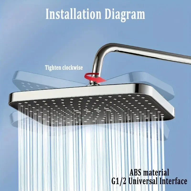 AQUAPULSE – Cabezal de ducha de lluvia ajustable 360° con boquillas antical Negro Cozey Maison