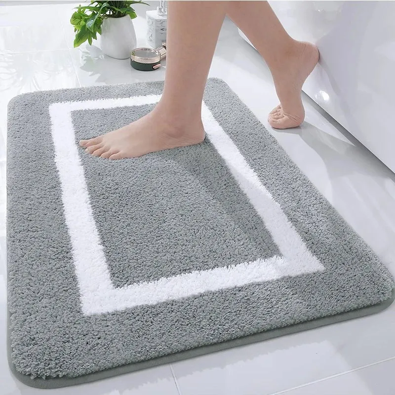BATHBLISS – Alfombrilla de baño de microfibra suave antideslizante para baño y sala de estar Cozey Maison