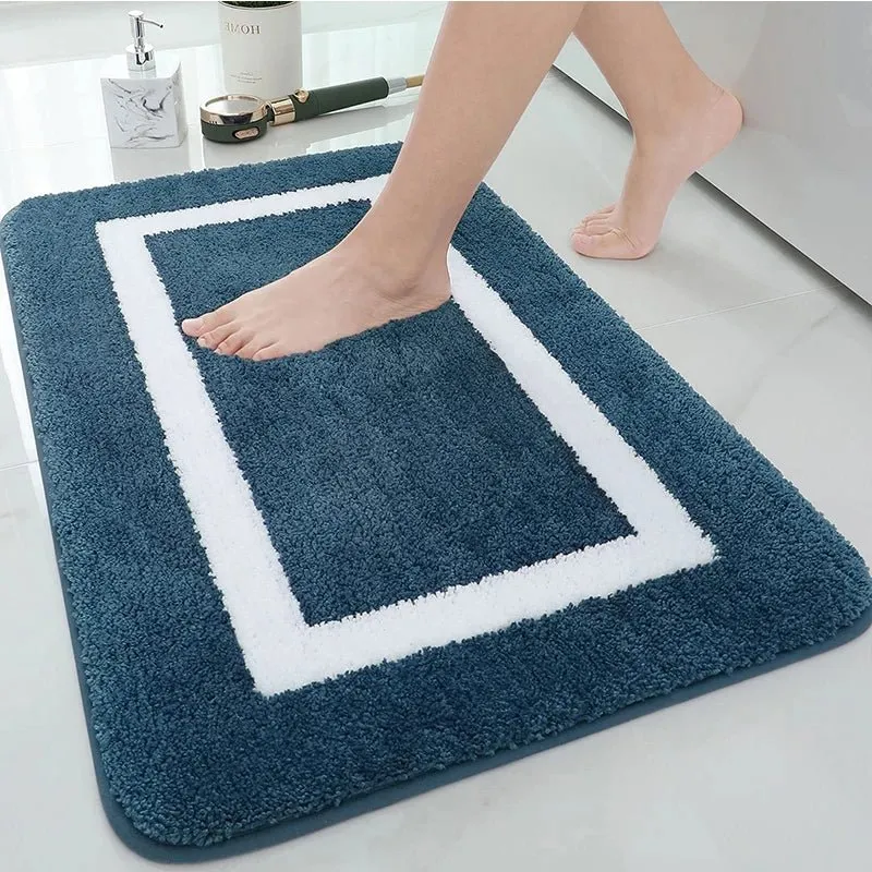 BATHBLISS – Alfombrilla de baño de microfibra suave antideslizante para baño y sala de estar Cozey Maison