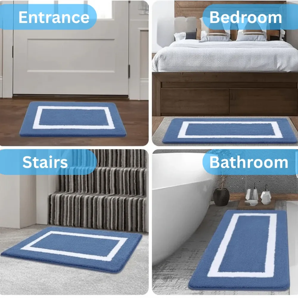 BATHBLISS – Alfombrilla de baño de microfibra suave antideslizante para baño y sala de estar Cozey Maison