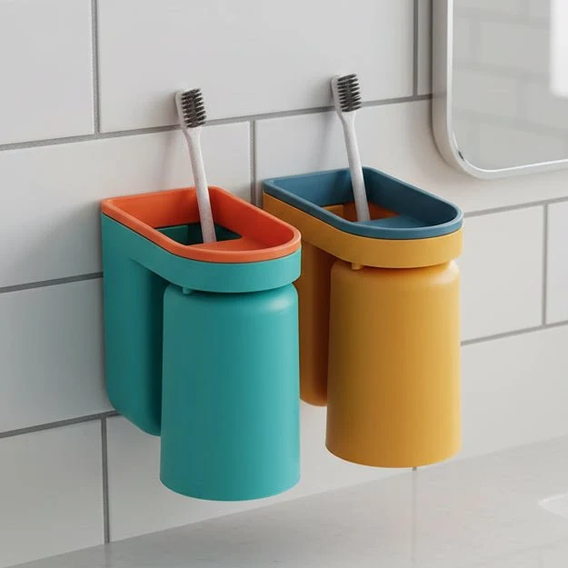 BRUSHDOCK – Soporte de pared para cepillos de dientes, montaje sin taladrar Cozey Maison