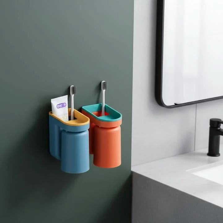 BRUSHDOCK – Soporte de pared para cepillos de dientes, montaje sin taladrar Cozey Maison