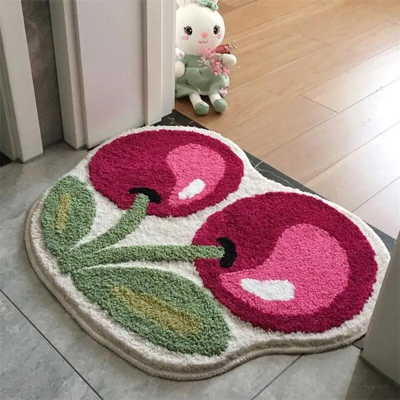 CHERRYNEST – Alfombrilla de baño antideslizante y acogedora de cereza para comodidad diaria Cozey Maison