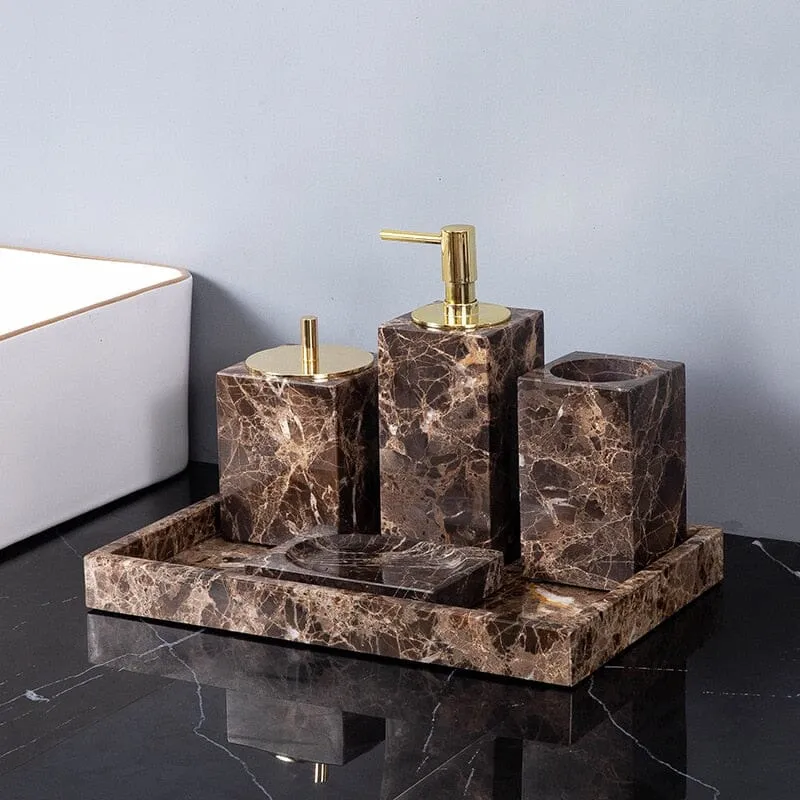 GRAFINOX – Esenciales lujosos para baño con acento de mármol oscuro para espacios elegantes Cozey Maison