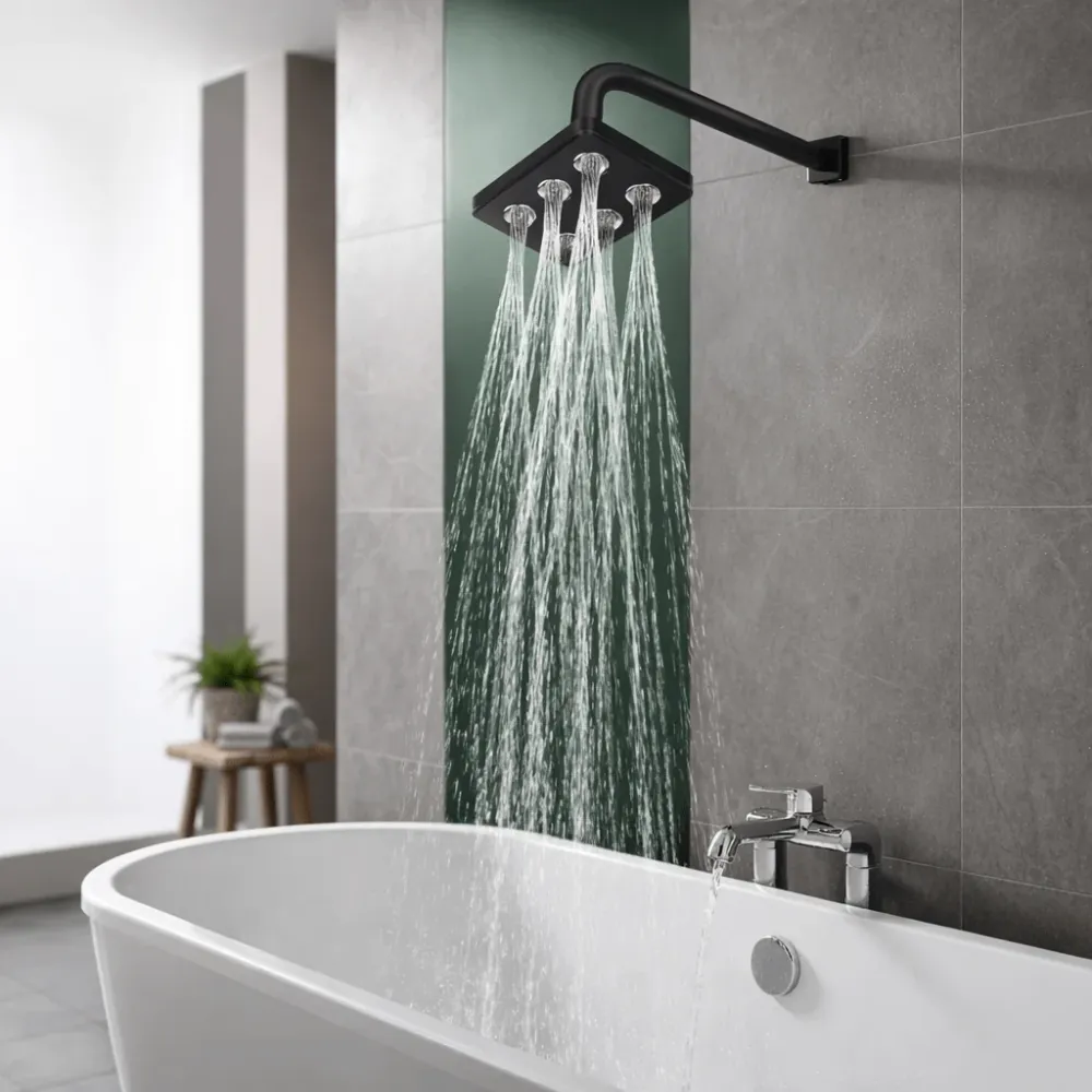 LUXSQUARE – Cabezal de ducha cuadrado ajustable 360° para comodidad diaria Negro Cozey Maison