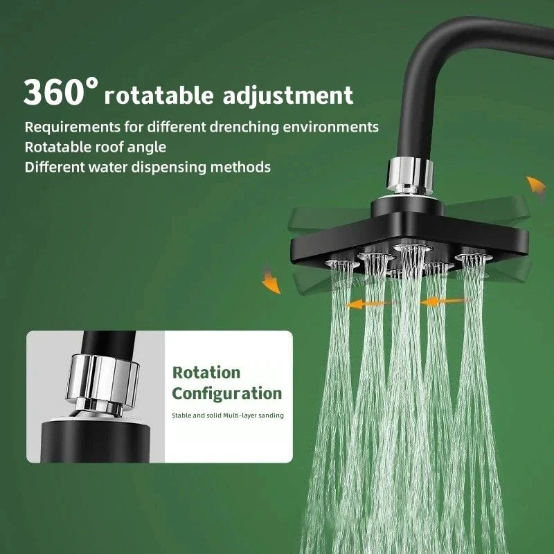 LUXSQUARE – Cabezal de ducha cuadrado ajustable 360° para comodidad diaria Negro Cozey Maison