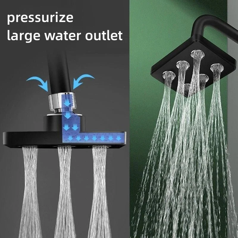 LUXSQUARE – Cabezal de ducha cuadrado ajustable 360° para comodidad diaria Negro Cozey Maison