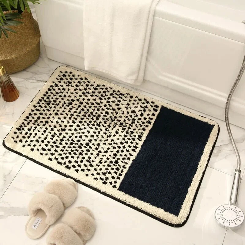 MODARIN – Alfombra de baño abstracta artística hecha mano con diseño antideslizante Cozey Maison