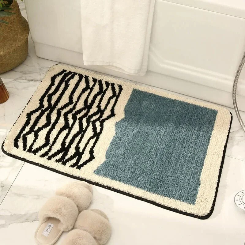MODARIN – Alfombra de baño abstracta artística hecha mano con diseño antideslizante Cozey Maison