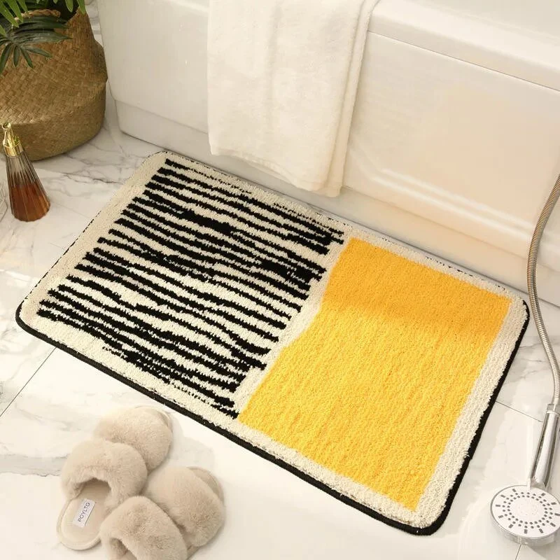 MODARIN – Alfombra de baño abstracta artística hecha mano con diseño antideslizante Cozey Maison