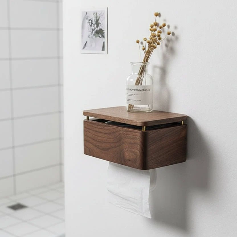OAKESSENCE – Soporte minimalista para papel higiénico de madera para baños modernos Cozey Maison