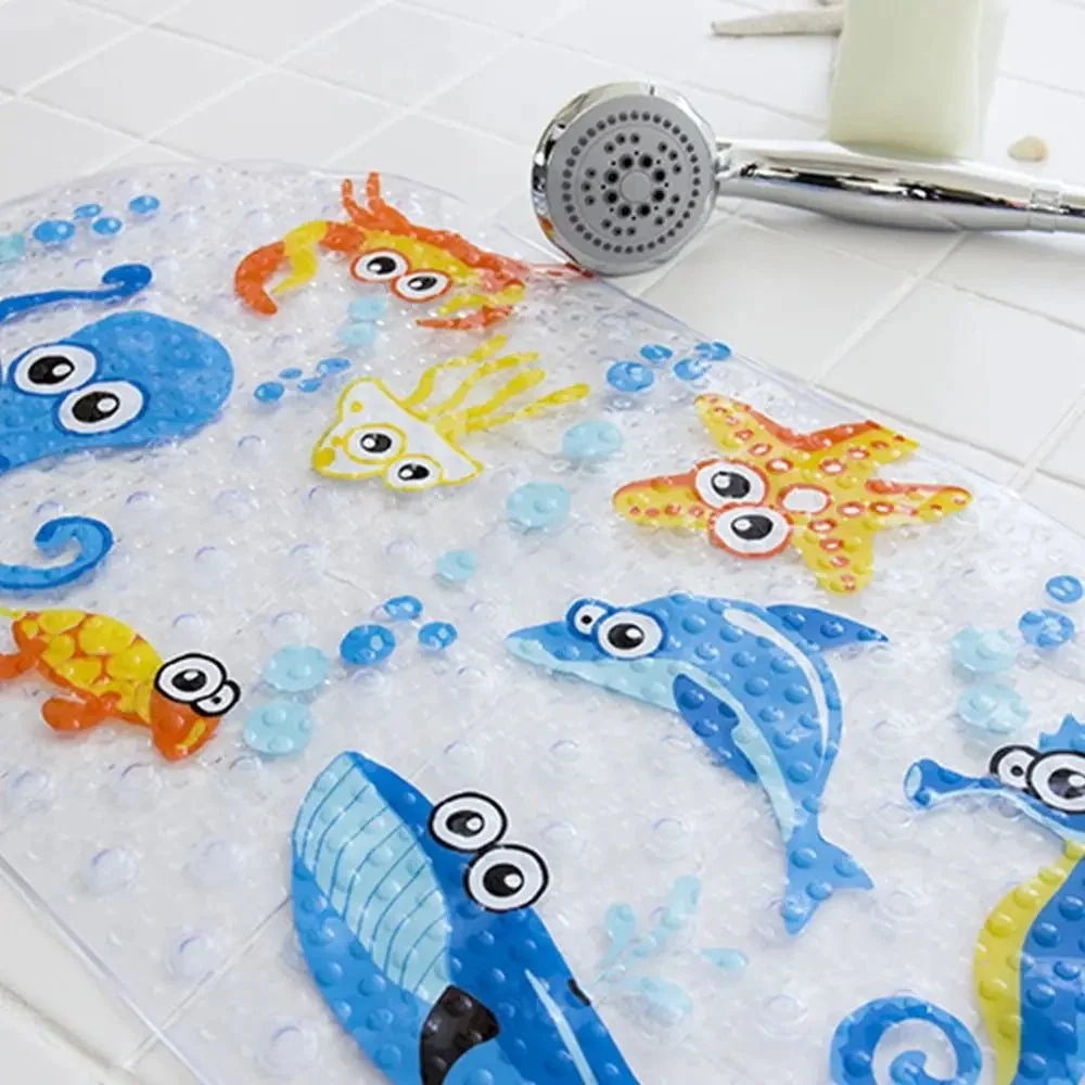 PLAYWAVE FUNDUCK – Alfombrilla de baño de PVC antideslizante y colorida con motivos de dibujos animados para niños Cozey M...