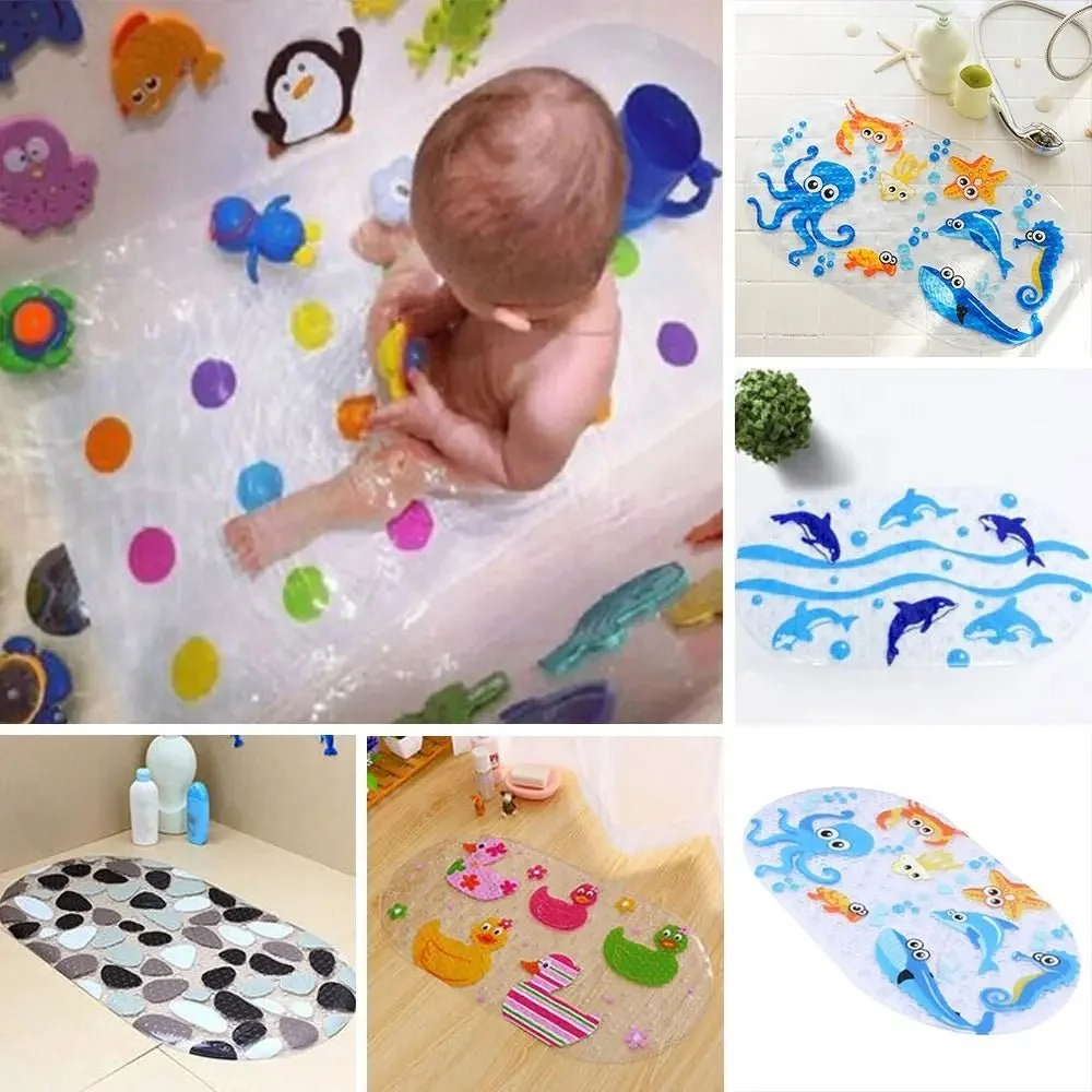 PLAYWAVE FUNDUCK – Alfombrilla de baño de PVC antideslizante y colorida con motivos de dibujos animados para niños Cozey M...