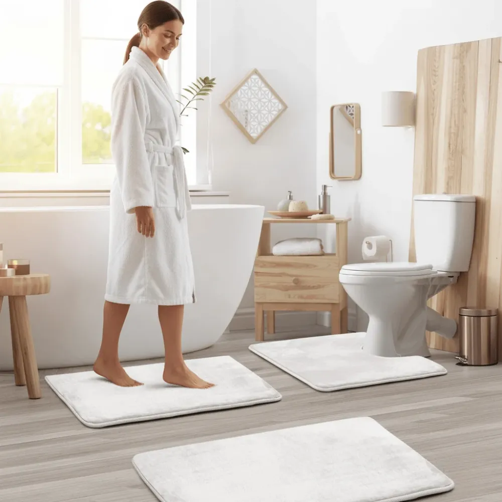 RELAXPAD – Juego de alfombrillas de baño de espuma viscoelástica ultrasuave con tela de secado rápido Gris Cozey Maison