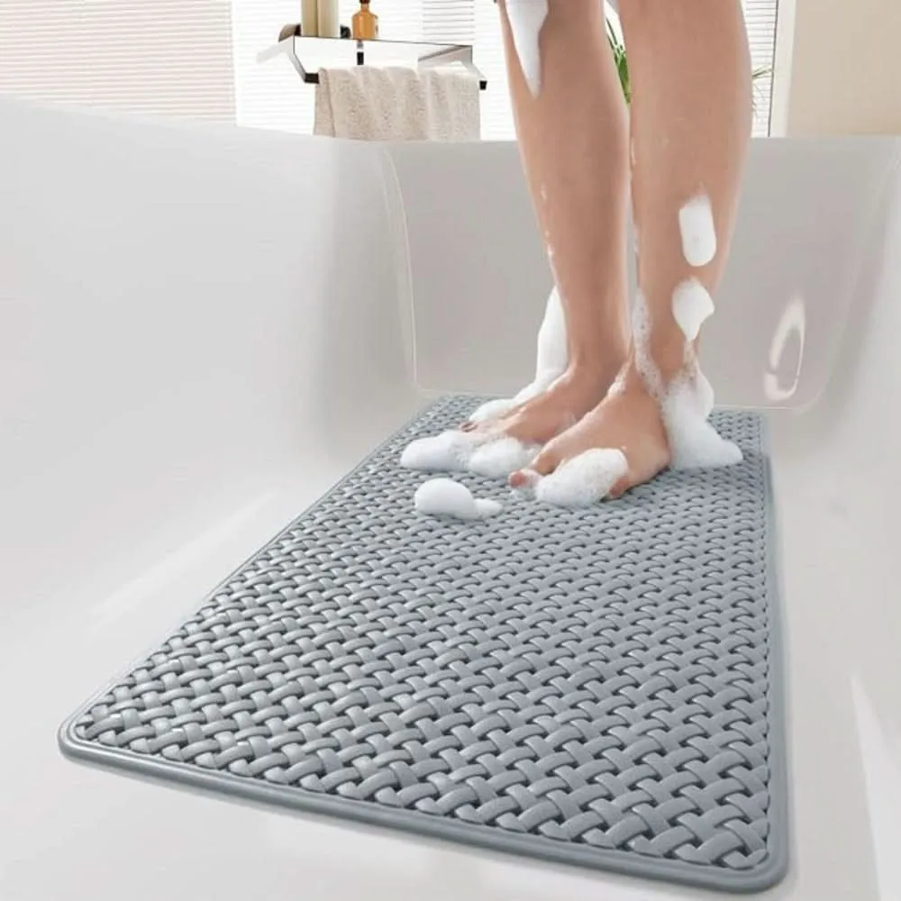 SAFESTEP - Alfombrilla antideslizante para ducha con ventosas para mayor seguridad y comodidad en bañeras y duchas Gris Co...