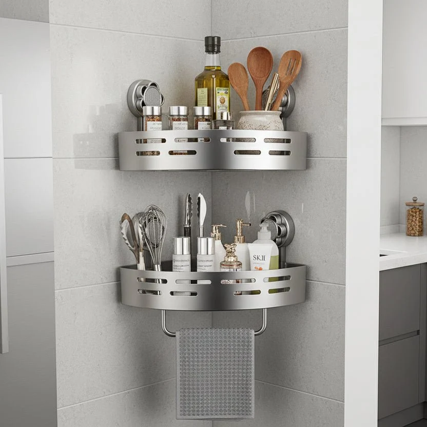 SHELVARA – Estanterí de esquina gris para un orden impecable Cozey Maison