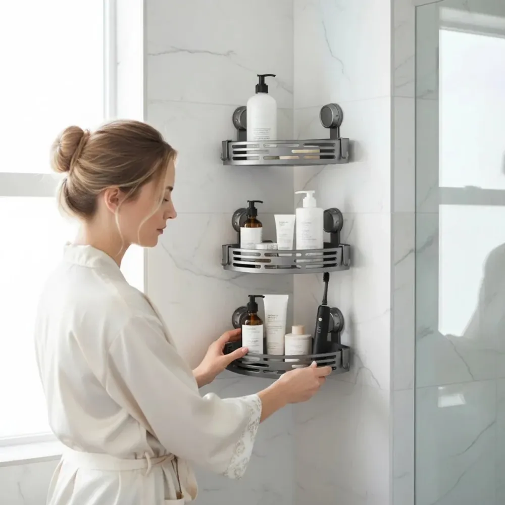SHELVARA – Estanterí de esquina gris para un orden impecable Cozey Maison