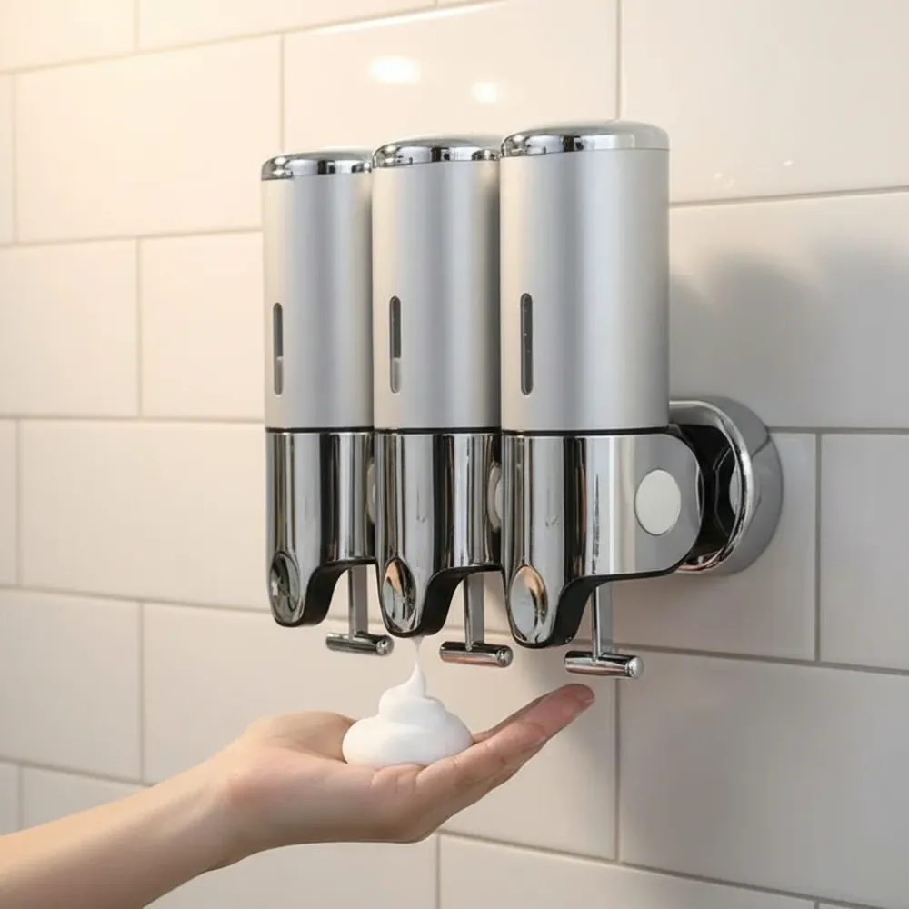 SOAPFORT – Dispensador de jabón de alta calidad para montaje en pared con elegante diseño de acero inoxidable Cozey Maison