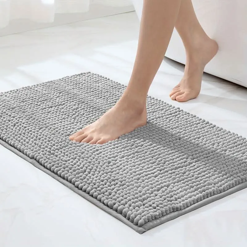 SOFTDRY COMFORT – Alfombra de baño de chenilla con respaldo antideslizante Gris Cozey Maison