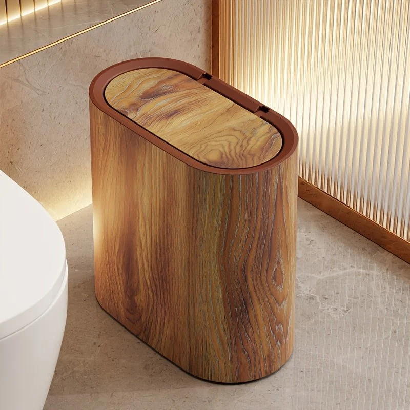STYLEBIN – Cubo de basura ovalado contemporáneo con diseño de mármol Cozey Maison