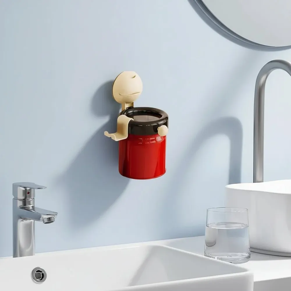 SUCTIONORA – Soporte para cepillos de dientes con ventosa, ahorra espacio y transparente Cozey Maison