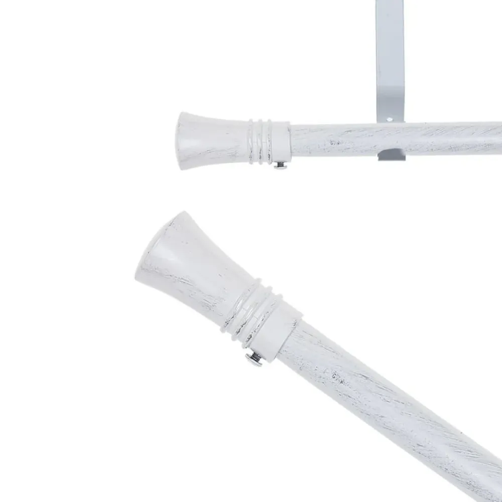 Barra de Cortina Extensible de Metal 120–210 cm, Color Blanco Decap, con Terminales, Estilo Moderno para Salón, Dormitorio...