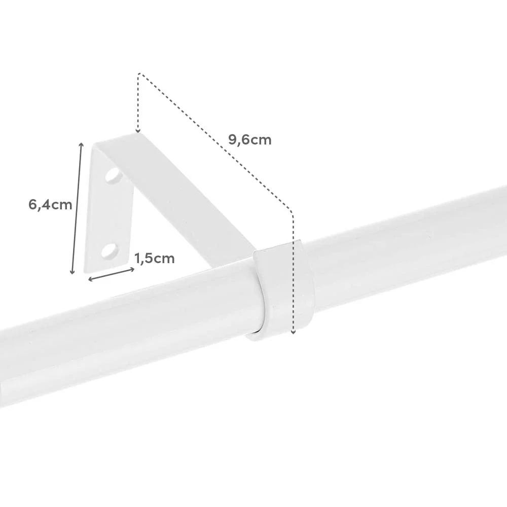 Barra de Cortina Extensible, Sencilla, Univerdal 2 escuadras y 2 terminales de Metal de Bola damdamgo