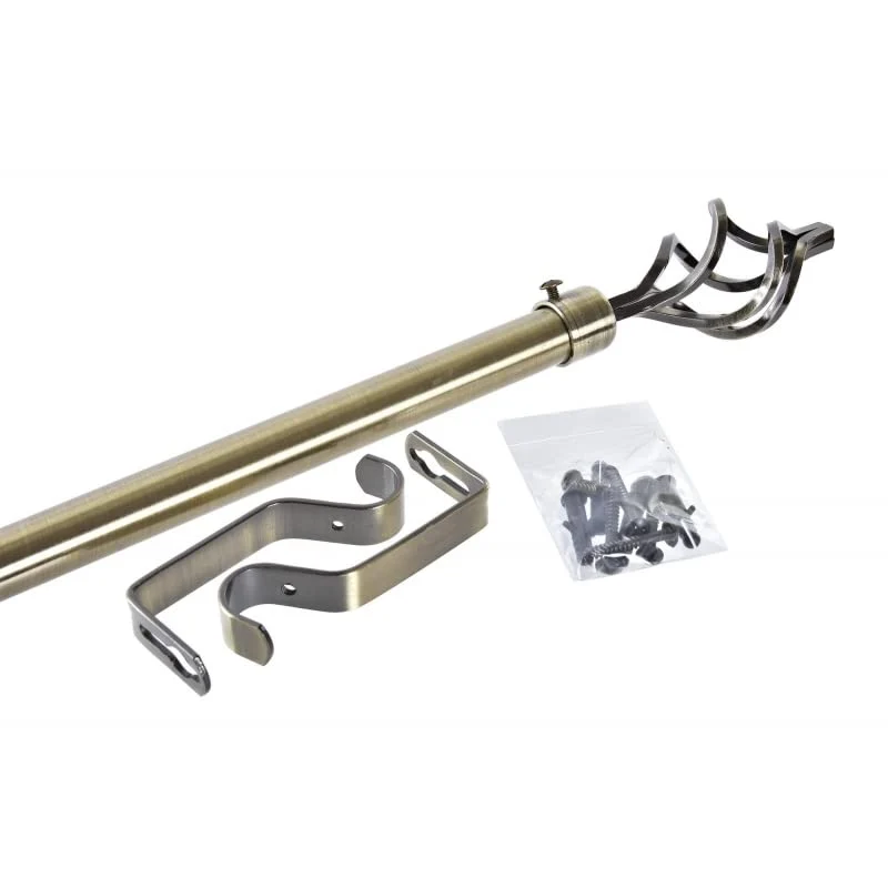 Barra de Cortina Extensibles de Metal Bronce Universal para Dormitorio o Salon de 120-210 cm Circulos damdamgo