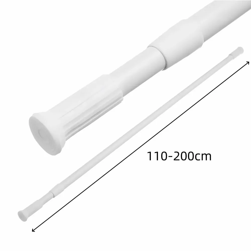 Barra de Ducha Extensible 110-200 cm, Barra Cortina Aluminio Blanca Ajustable para Baño, sin Perforación, Resistente y Mul...